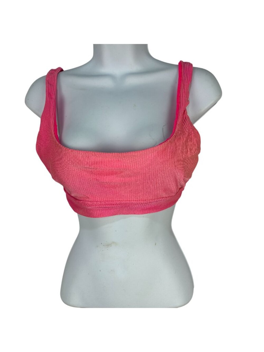 Aerie Pink Ribbed Scoop Neck Bikini Top Size S Ribbed Stretch Fabric Swimwear